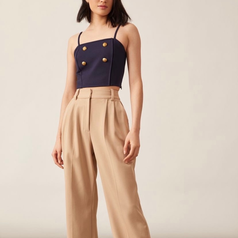Anthropologie Eva Franco 🆕 | 🎄Cropped Spaghetti Strap Ponte Trench Blouse. - Picture 3 of 12